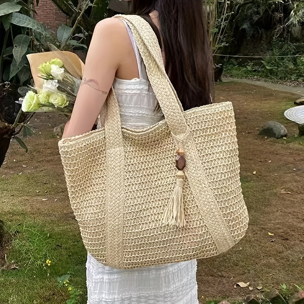 Bolsa feminina de palha Grande saco com Alça ombro Design Rústico XV-013