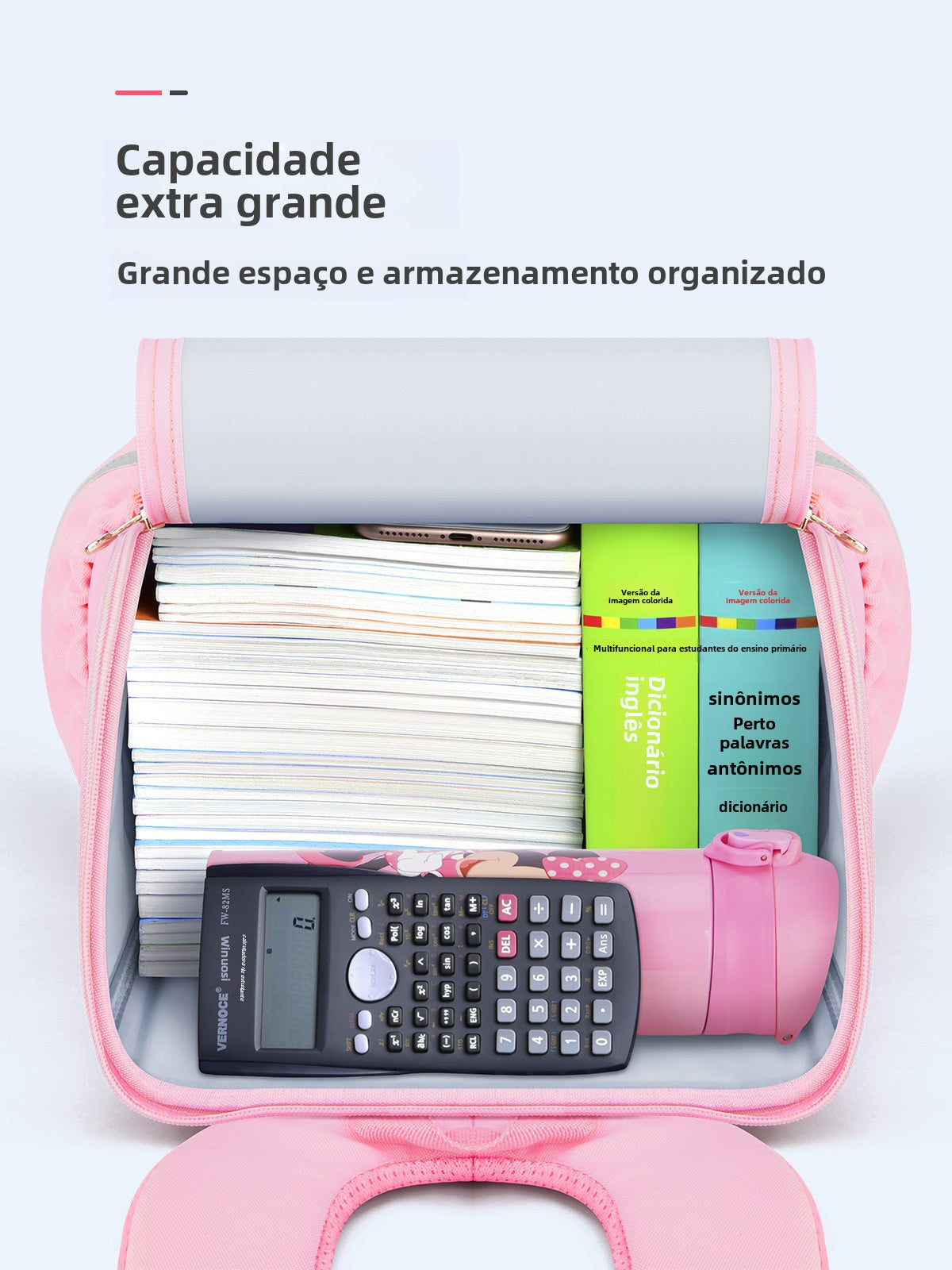 Mochila feminina escolar de grande capacidade impermeável Q584