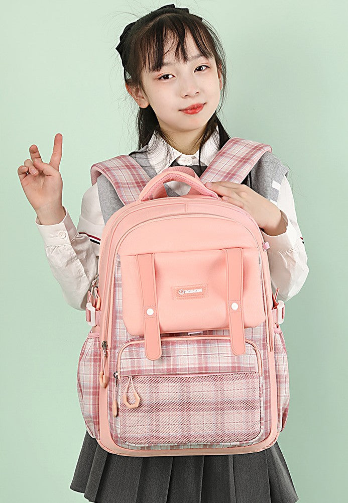 Mochila feminina escolar de grande capacidade nylon impermeável Xadrez 1719