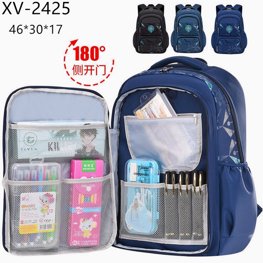 Mochila escolar infantil menino nylon impermeável colecao nova aberta estilo geladeira estudante XV-2425