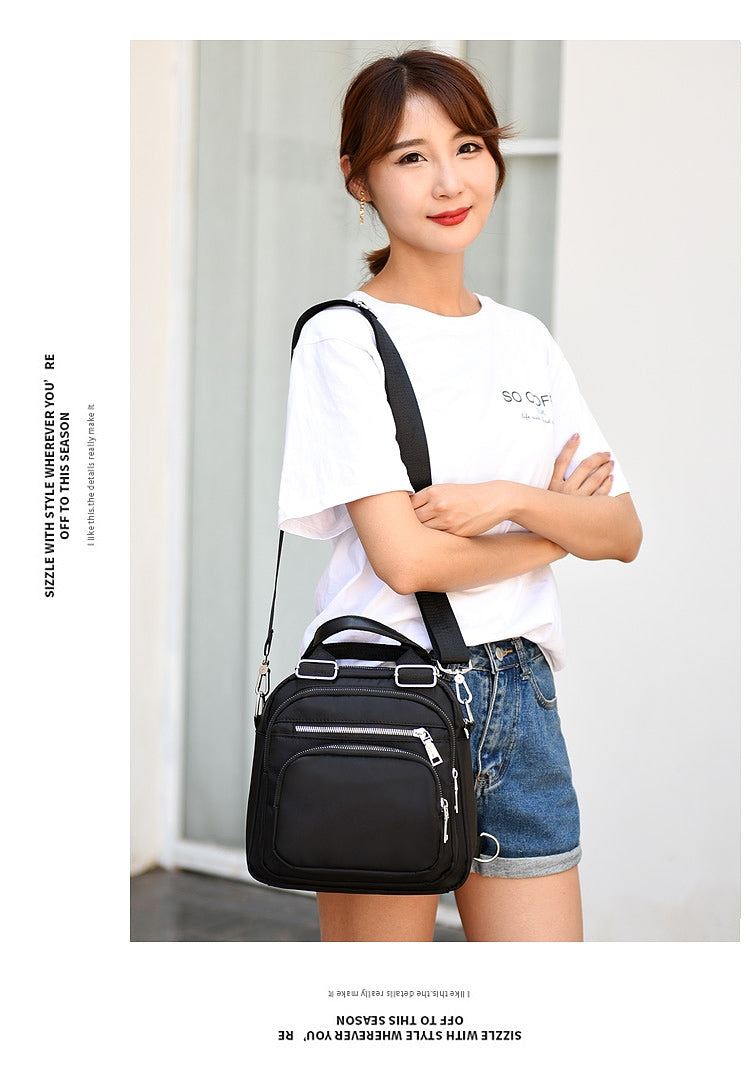 Bolsa feminina vira mochila transversal tiracolo 3 em 1 nylon impermeável multiusos XV-4070