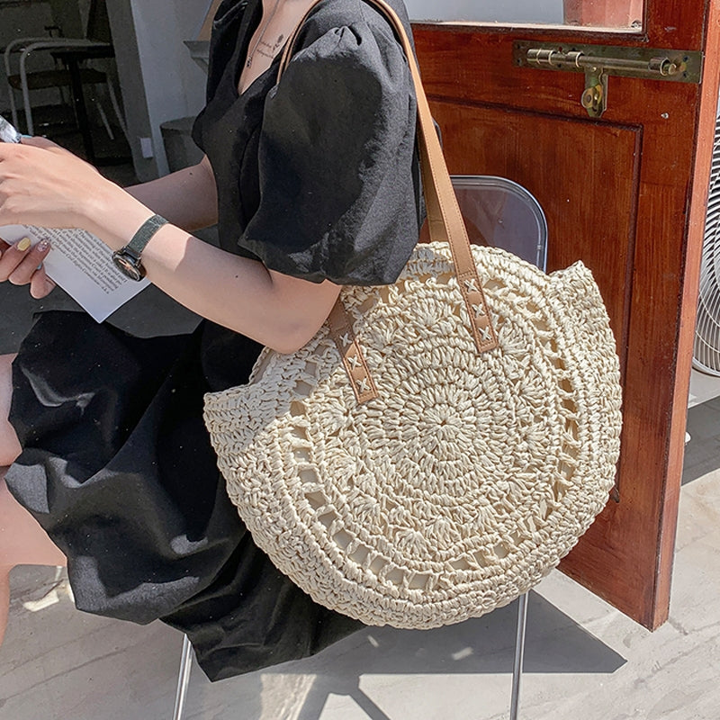 Bolsa feminina de palha Grande saco com Alça ombro Design Rústico YL86018