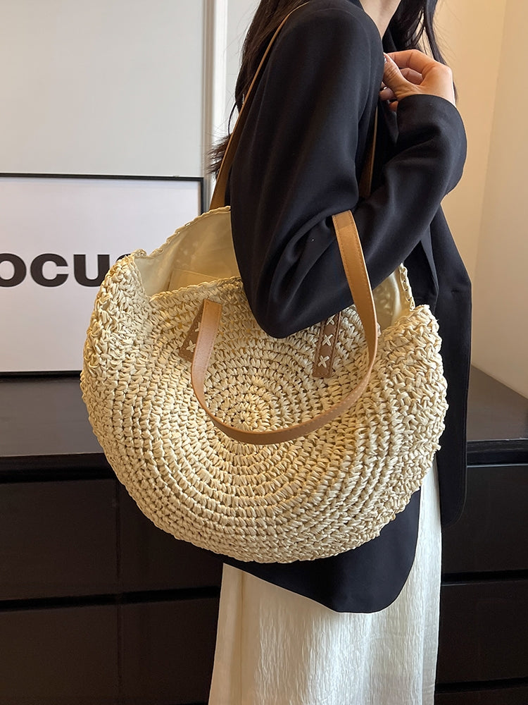 Bolsa feminina de palha Grande saco com Alça ombro Design Rústico S-5023