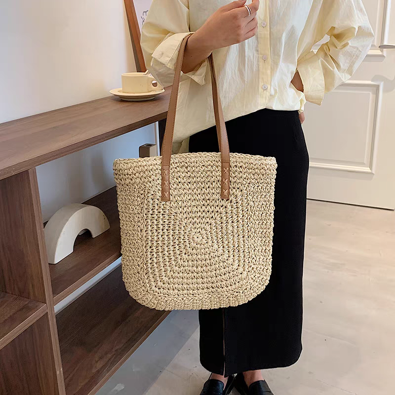 Bolsa feminina de palha Grande saco com Alça ombro Design Rústico HL12-30