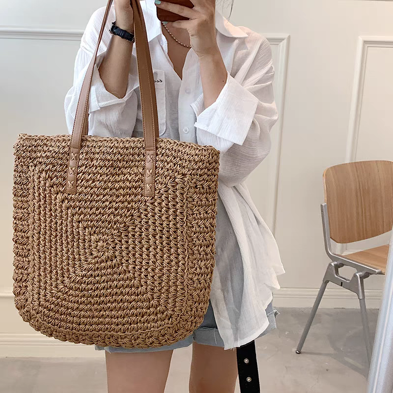 Bolsa feminina de palha Grande saco com Alça ombro Design Rústico HL12-30