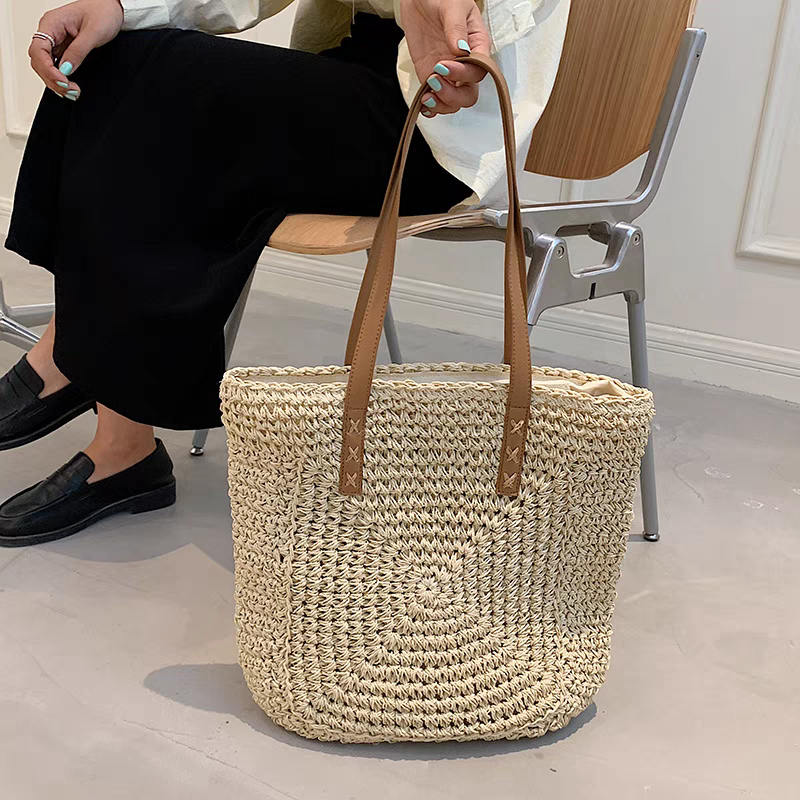 Bolsa feminina de palha Grande saco com Alça ombro Design Rústico HL12-30