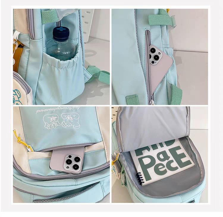 Mochila feminina escolar Multifuncional - Estilo Fofo e Versátil com pingente de grande capacidade impermeável XV-2421