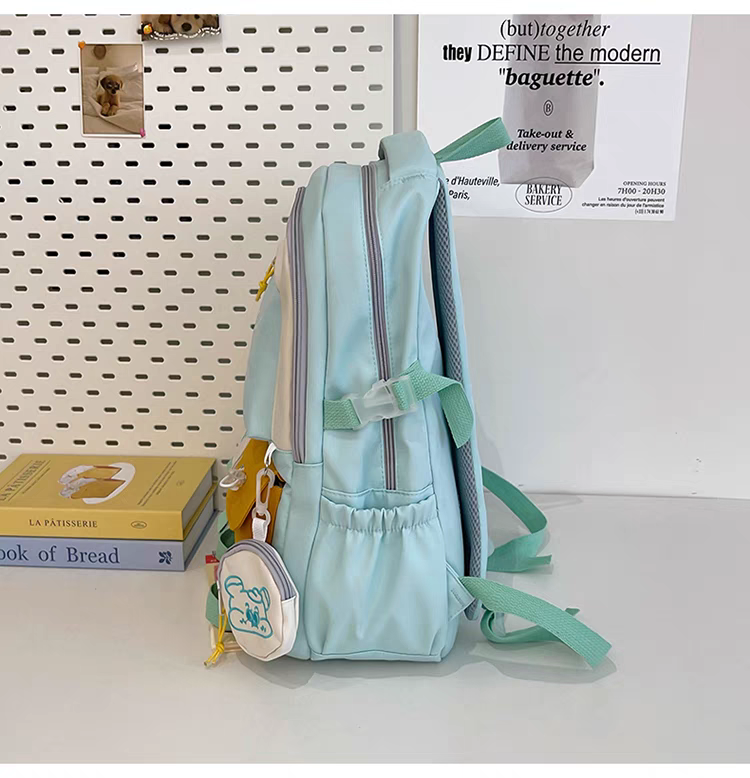 Mochila feminina escolar Multifuncional - Estilo Fofo e Versátil com pingente de grande capacidade impermeável XV-2421