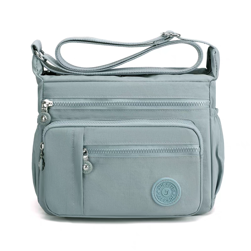 Bolsa Transversal Feminina Grande de Nylon Impermeável com Múltiplos Bolsos – Leve e Prática para Viagem e Uso Diário XV-2407