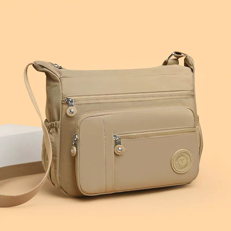 Bolsa Transversal Feminina Grande de Nylon Impermeável com Múltiplos Bolsos – Leve e Prática para Viagem e Uso Diário XV-2407