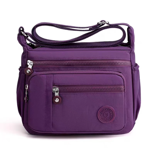 Bolsa Transversal Feminina Grande de Nylon Impermeável com Múltiplos Bolsos – Leve e Prática para Viagem e Uso Diário XV-2407