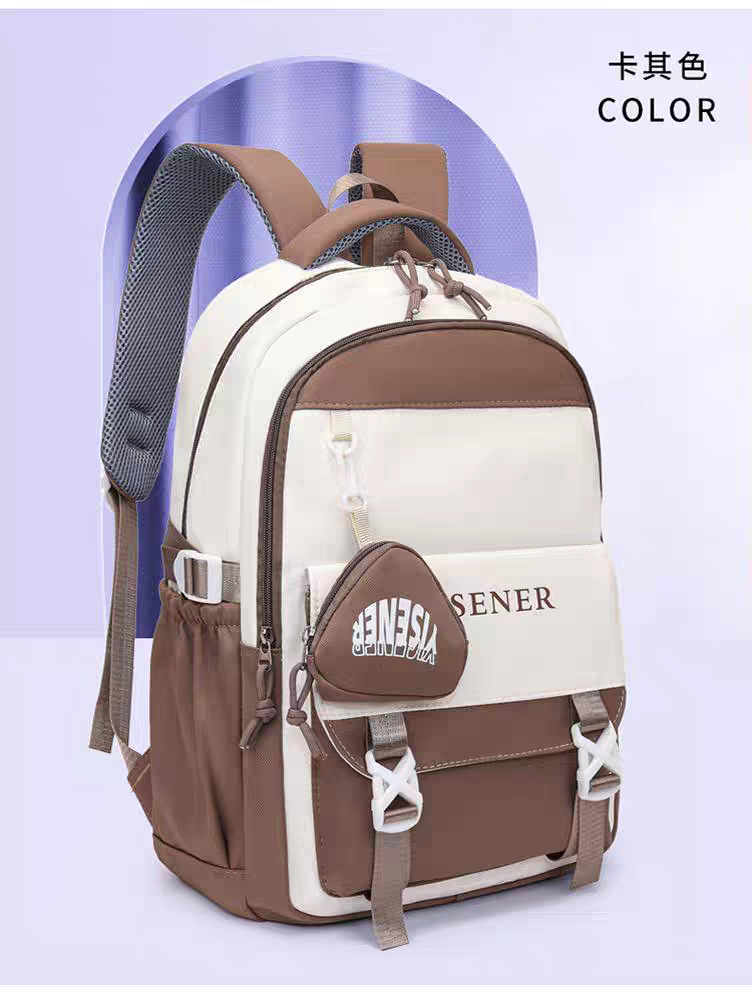 Mochila feminina escolar Multifuncional - Estilo Fofo e Versátil com pingente de grande capacidade impermeável XV-2422