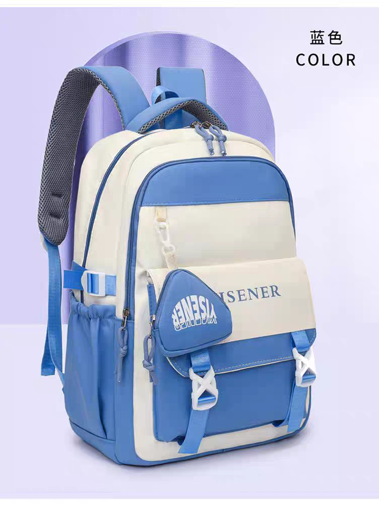 Mochila feminina escolar Multifuncional - Estilo Fofo e Versátil com pingente de grande capacidade impermeável XV-2422
