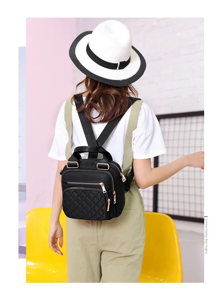 Bolsa feminina vira mochila transversal tiracolo 3 em 1 nylon impermeável multiusos XV-2974