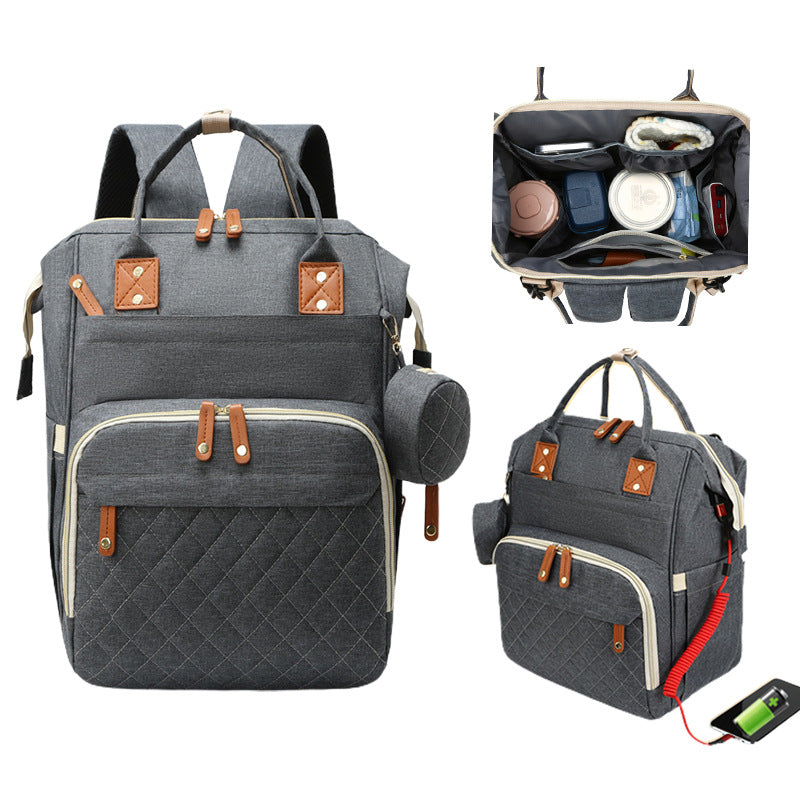 Mochila Multifuncional Impermeável com Porta USB e Bolso Térmico