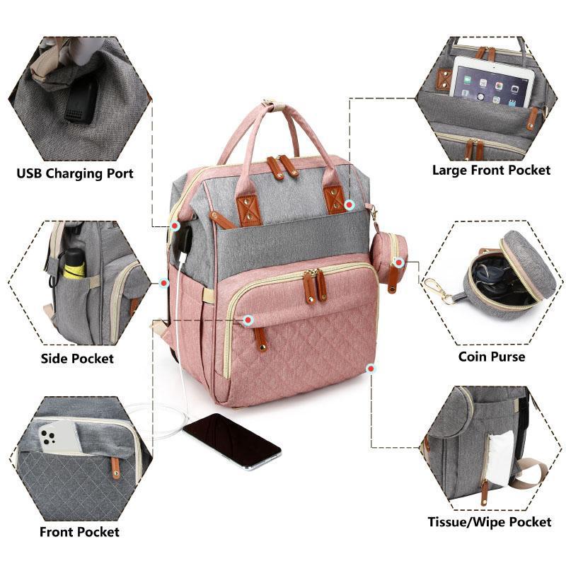 Mochila Multifuncional Impermeável com Porta USB e Bolso Térmico