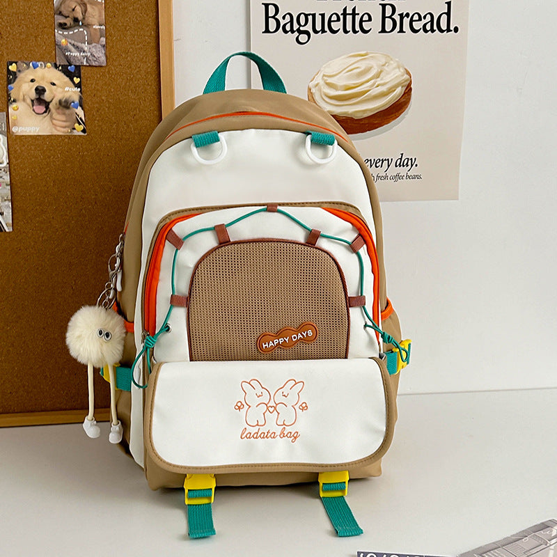 Mochila feminina escolar Multifuncional - Estilo Fofo e Versátil com pingente de grande capacidade impermeável XV-2420