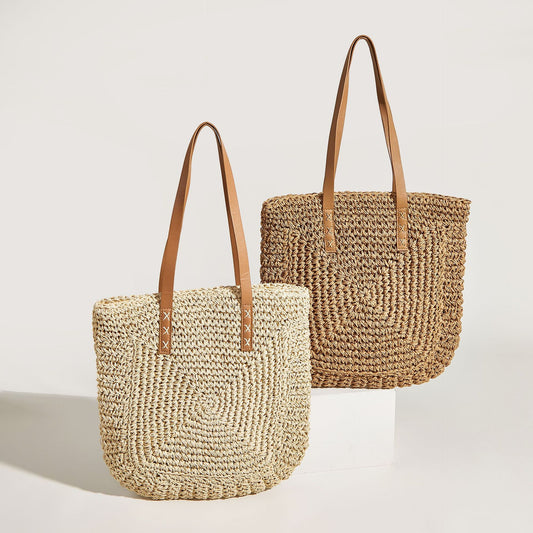 Bolsa feminina de palha Grande saco com Alça ombro Design Rústico HL12-30