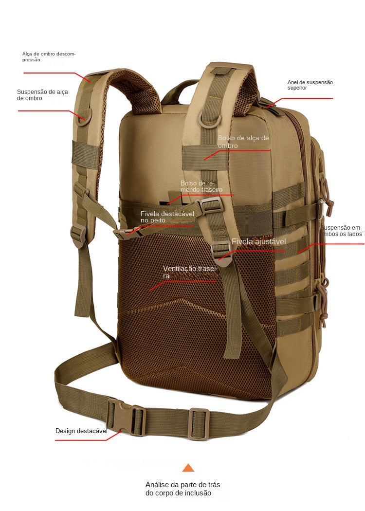 Mochila Tática Camping Militar Multifuncional 50l Impermeavel aventuras ao livre missões táticas XV-5569
