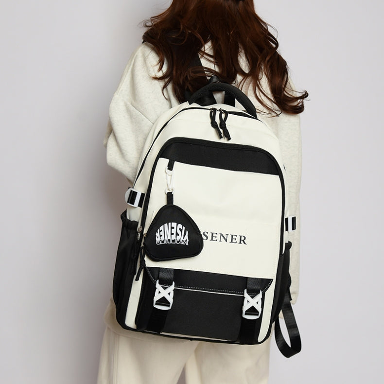 Mochila feminina escolar Multifuncional - Estilo Fofo e Versátil com pingente de grande capacidade impermeável XV-2422