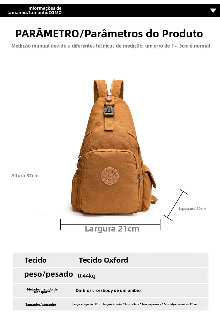 Mochila Bolsa Transversal Compacta Unissex – Uso de Ombro ou Costas, Material Impermeável, Leve e Versátil XV-2411
