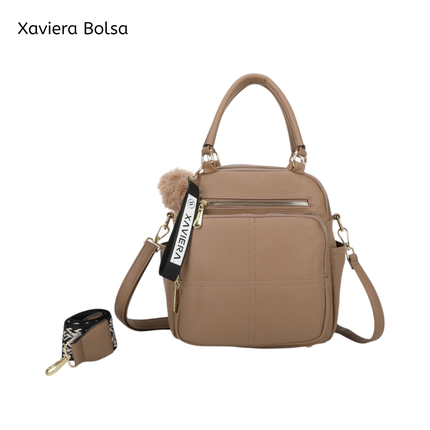 XAVIERA Bolsa Mochila Feminina 3 em 1 com Alça de Mão e Alças Ajustáveis – Ref. WX-1625