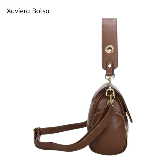 XAVIERA Bolsa Feminina Estilo Vintage com Aba Frontal e Alça Larga – Ref. WX-1635