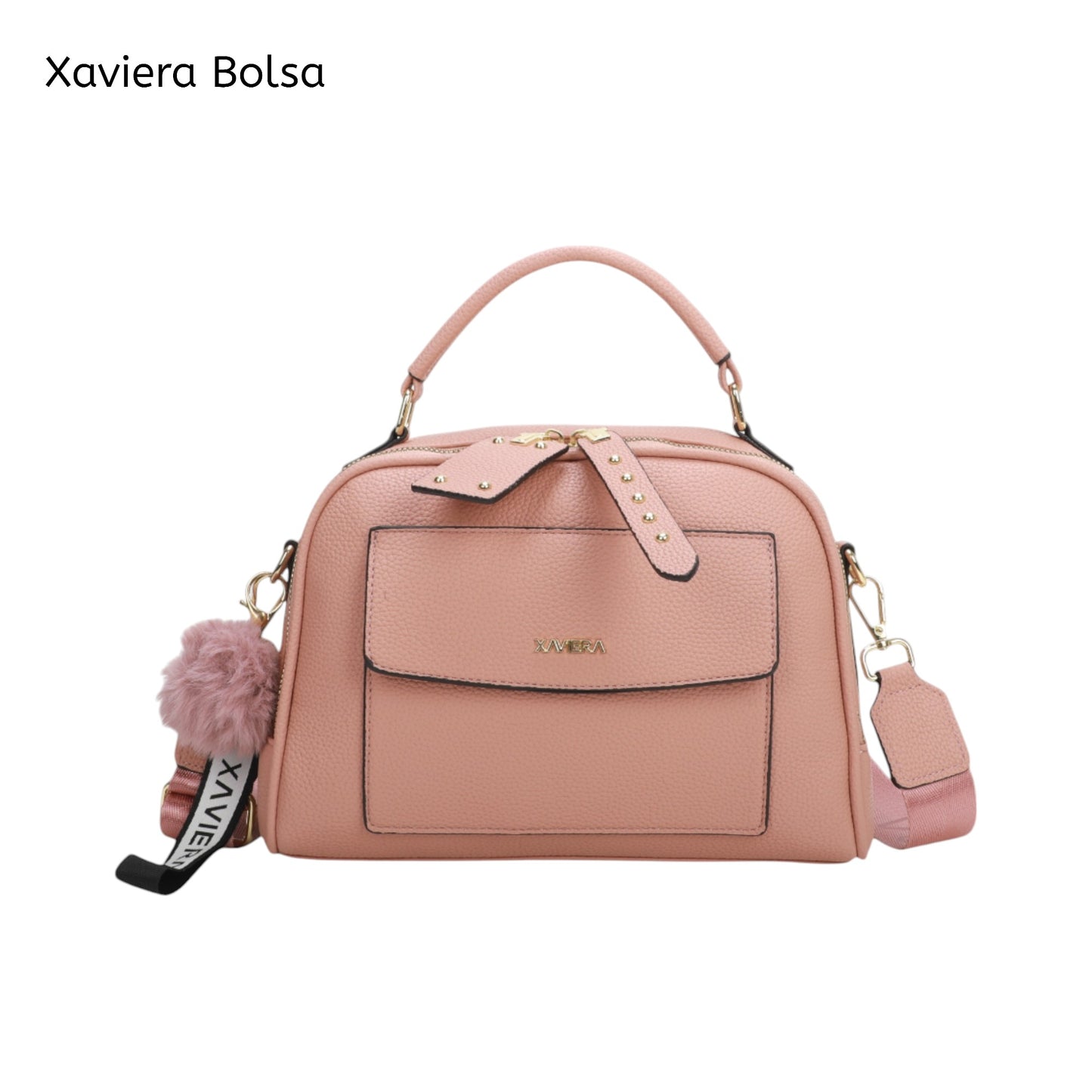 XAVIERA Bolsa Feminina Estruturada com Detalhe Frontal e Alça Larga – Ref. WX-1628