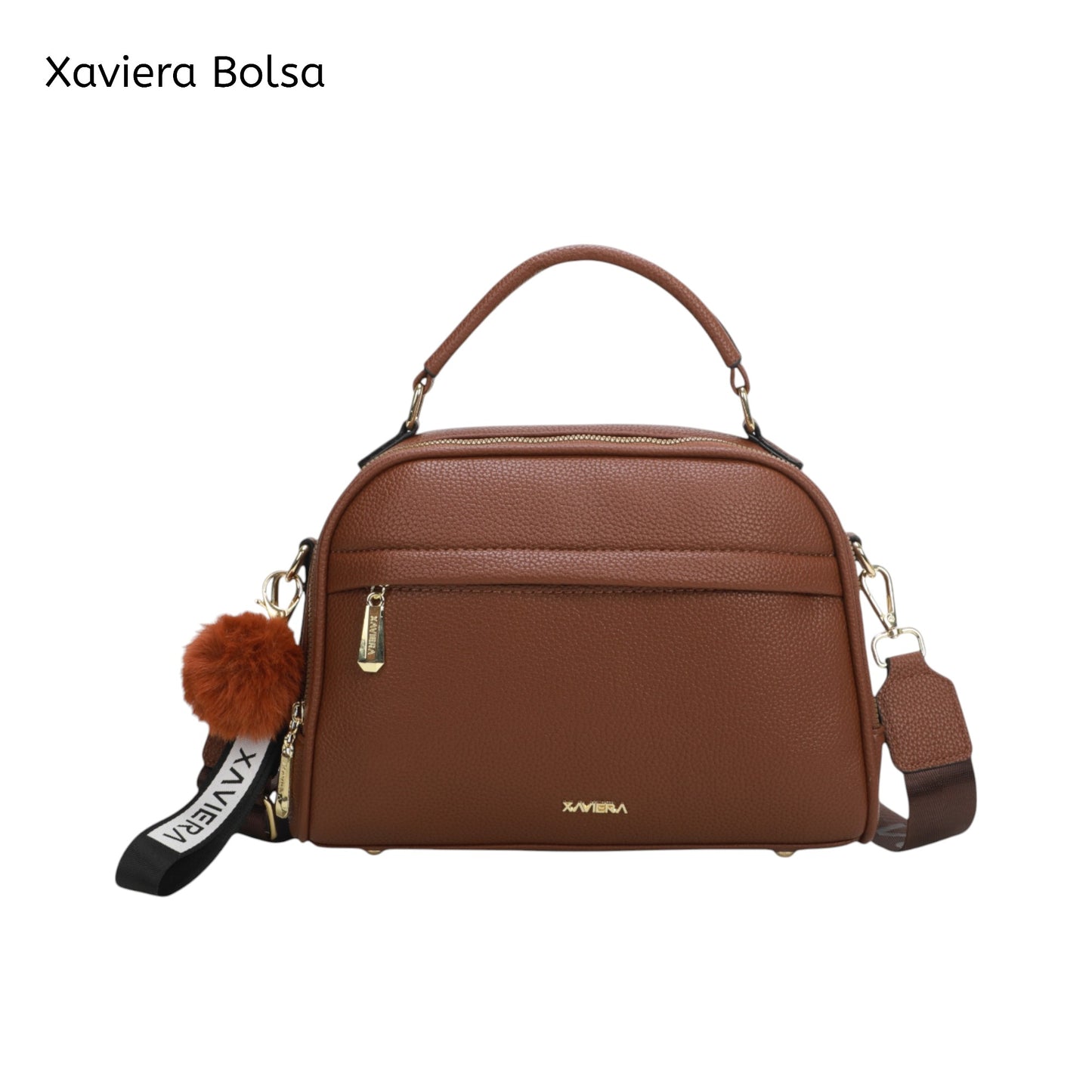 XAVIERA Bolsa Transversal Feminina com Pompom e Alça Estampada – Ref. WX-1623