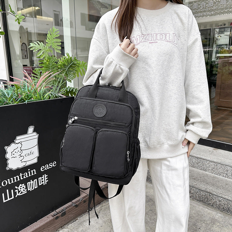 Mochila feminina Casual Nylon impermeável Múltiplos Bolsos – Leve e Versátil XV-2411