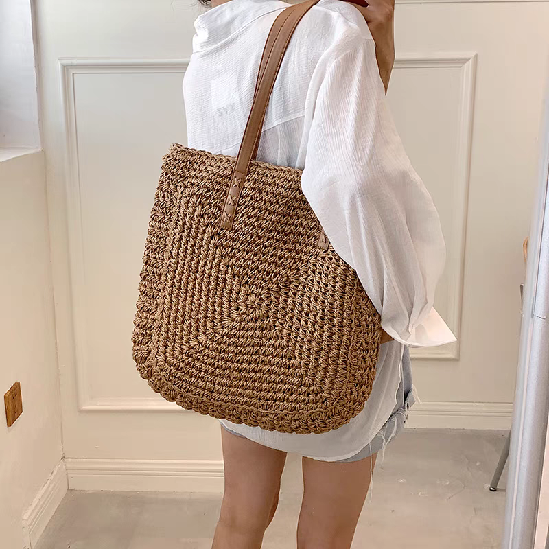 Bolsa feminina de palha Grande saco com Alça ombro Design Rústico HL12-30