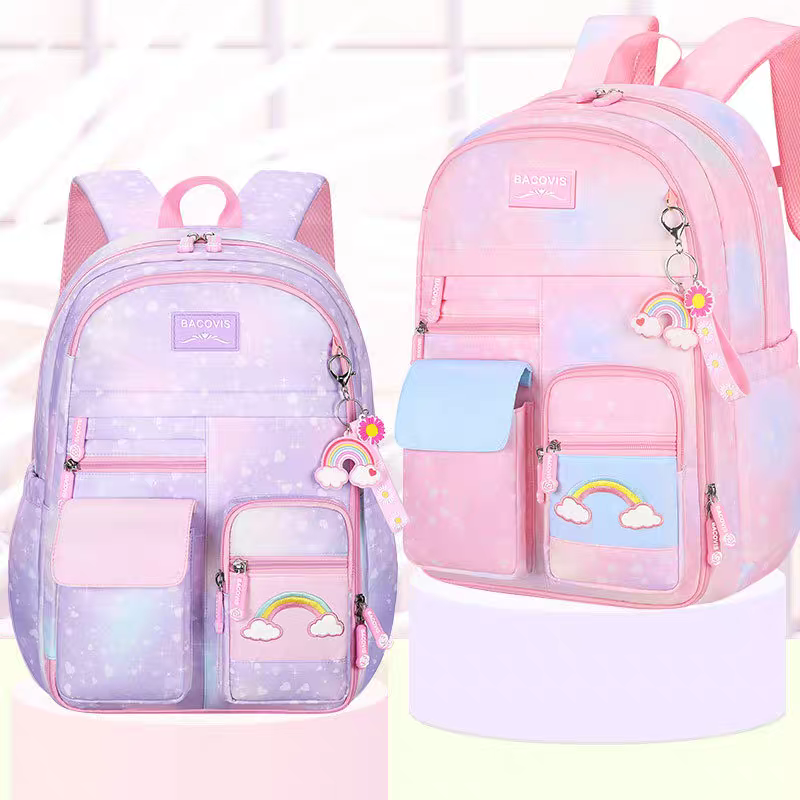 Mochila escolar infantil menina nylon impermeável colecao nova aberta estilo geladeira estudante XV-251